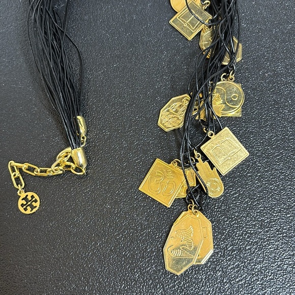 Statement Elegant Black Gold Multi-Strand Charm Necklace - Picture 8 of 9